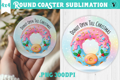 Cute Christmas Round Coaster | Kawaii Pink Xmas Product Image 1