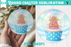 Cute Christmas Round Coaster | Kawaii Pink Xmas Product Image 1