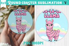 Cute Christmas Round Coaster | Kawaii Pink Xmas Product Image 1