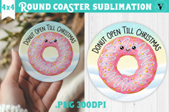 Cute Christmas Round Coaster | Kawaii Pink Xmas Product Image 1