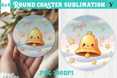 Cute Christmas Round Coaster | Kawaii Pink Xmas Product Image 1