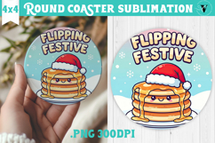 Cute Christmas Round Coaster | Kawaii Pink Xmas Product Image 1