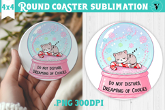Cute Christmas Round Coaster | Kawaii Pink Xmas Product Image 1