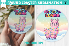 Cute Christmas Round Coaster | Kawaii Pink Xmas Product Image 1