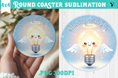 Cute Christmas Round Coaster | Kawaii Pink Xmas Product Image 1