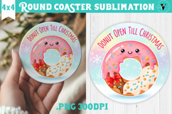 Cute Christmas Round Coaster | Kawaii Pink Xmas Product Image 1