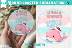 Cute Christmas Round Coaster | Kawaii Pink Xmas Product Image 1