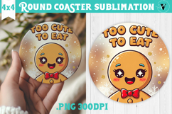 Cute Christmas Round Coaster | Kawaii Pink Xmas Product Image 1