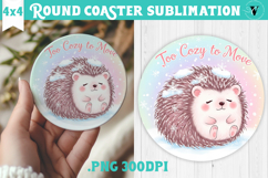 Cute Christmas Round Coaster | Kawaii Pink Xmas Product Image 1