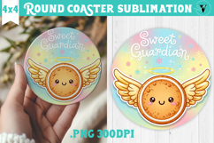 Cute Christmas Round Coaster | Kawaii Pink Xmas Product Image 1