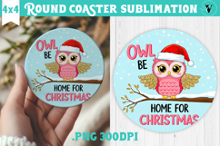 Cute Christmas Round Coaster | Kawaii Pink Xmas Product Image 1