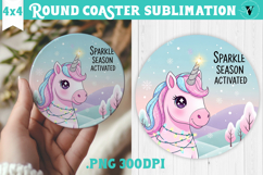 Cute Christmas Round Coaster | Kawaii Pink Xmas Product Image 1