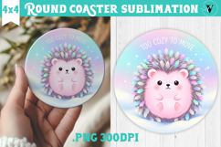 Cute Christmas Round Coaster | Kawaii Pink Xmas Product Image 1