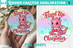 Cute Christmas Round Coaster | Kawaii Pink Xmas Product Image 1