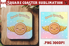 Cute Christmas Square Coasters | Kawaii Pink Xmas Product Image 1