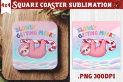Cute Christmas Square Coasters | Kawaii Pink Xmas Product Image 1