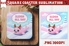 Cute Christmas Square Coasters | Kawaii Pink Xmas Product Image 1