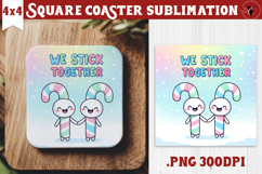 Cute Christmas Square Coasters | Kawaii Pink Xmas Product Image 1