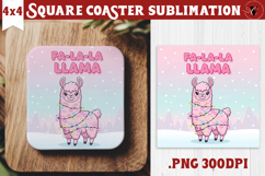 Cute Christmas Square Coasters | Kawaii Pink Xmas Product Image 1