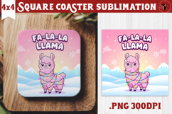 Cute Christmas Square Coasters | Kawaii Pink Xmas Product Image 1