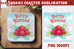 Cute Christmas Square Coasters | Kawaii Pink Xmas Product Image 1