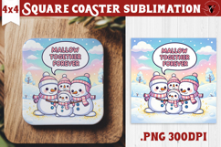 Cute Christmas Square Coasters | Kawaii Pink Xmas Product Image 1