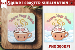 Cute Christmas Square Coasters | Kawaii Pink Xmas Product Image 1