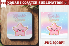 Cute Christmas Square Coasters | Kawaii Pink Xmas Product Image 1