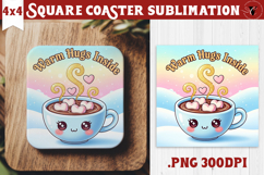 Cute Christmas Square Coasters | Kawaii Pink Xmas Product Image 1