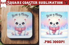 Cute Christmas Square Coasters | Kawaii Pink Xmas Product Image 1