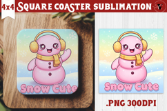 Cute Christmas Square Coasters | Kawaii Pink Xmas Product Image 1
