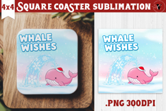 Cute Christmas Square Coasters | Kawaii Pink Xmas Product Image 1
