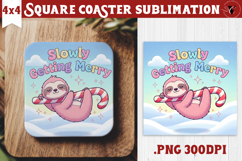 Cute Christmas Square Coasters | Kawaii Pink Xmas Product Image 1