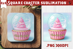 Cute Christmas Square Coasters | Kawaii Pink Xmas Product Image 1