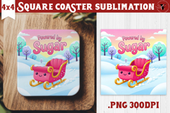 Cute Christmas Square Coasters | Kawaii Pink Xmas Product Image 1