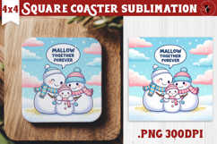 Cute Christmas Square Coasters | Kawaii Pink Xmas Product Image 1