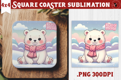 Cute Christmas Square Coasters | Kawaii Pink Xmas Product Image 1