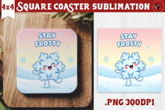 Cute Christmas Square Coasters | Kawaii Pink Xmas Product Image 1