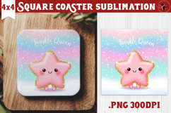 Cute Christmas Square Coasters | Kawaii Pink Xmas Product Image 1