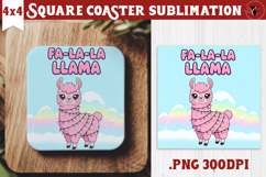 Cute Christmas Square Coasters | Kawaii Pink Xmas Product Image 1