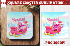 Cute Christmas Square Coasters | Kawaii Pink Xmas Product Image 1