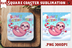 Cute Christmas Square Coasters | Kawaii Pink Xmas Product Image 1