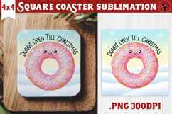 Cute Christmas Square Coasters | Kawaii Pink Xmas Product Image 1