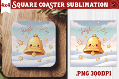 Cute Christmas Square Coasters | Kawaii Pink Xmas Product Image 1