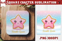 Cute Christmas Square Coasters | Kawaii Pink Xmas Product Image 1
