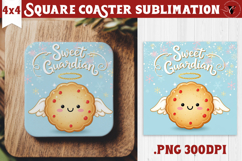 Cute Christmas Square Coasters | Kawaii Pink Xmas Product Image 1