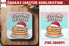 Cute Christmas Square Coasters | Kawaii Pink Xmas Product Image 1