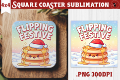 Cute Christmas Square Coasters | Kawaii Pink Xmas Product Image 1