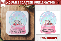 Cute Christmas Square Coasters | Kawaii Pink Xmas Product Image 1