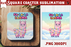 Cute Christmas Square Coasters | Kawaii Pink Xmas Product Image 1